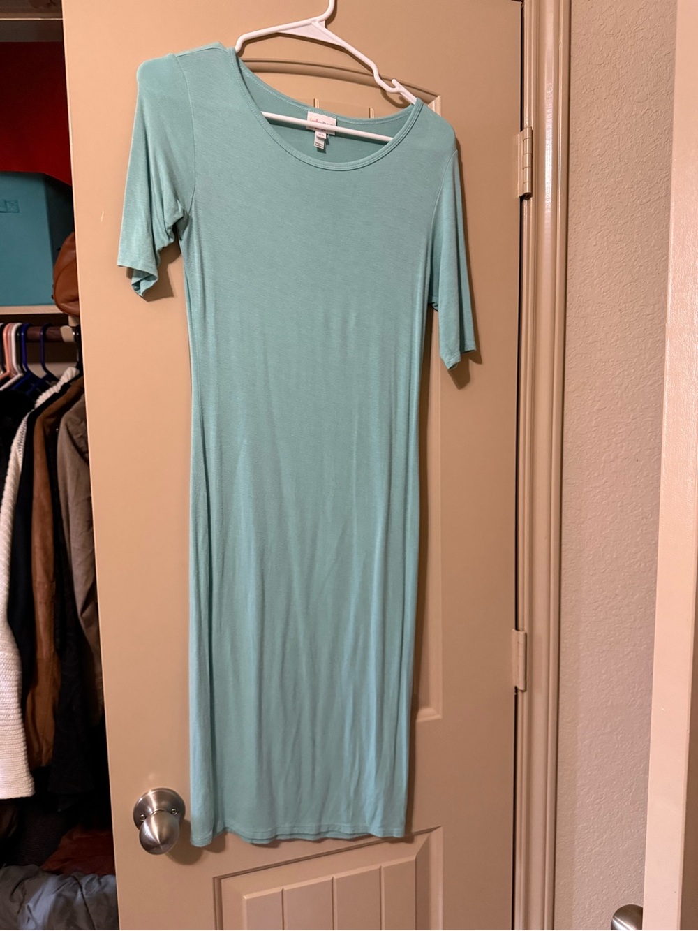 LuLaRoe Ana Midi Dress XS Mint Green Short Sleeve Stretch Dress